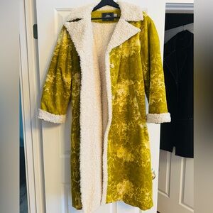 Urban Outfitters Yellow Patterned Teddy Jacket